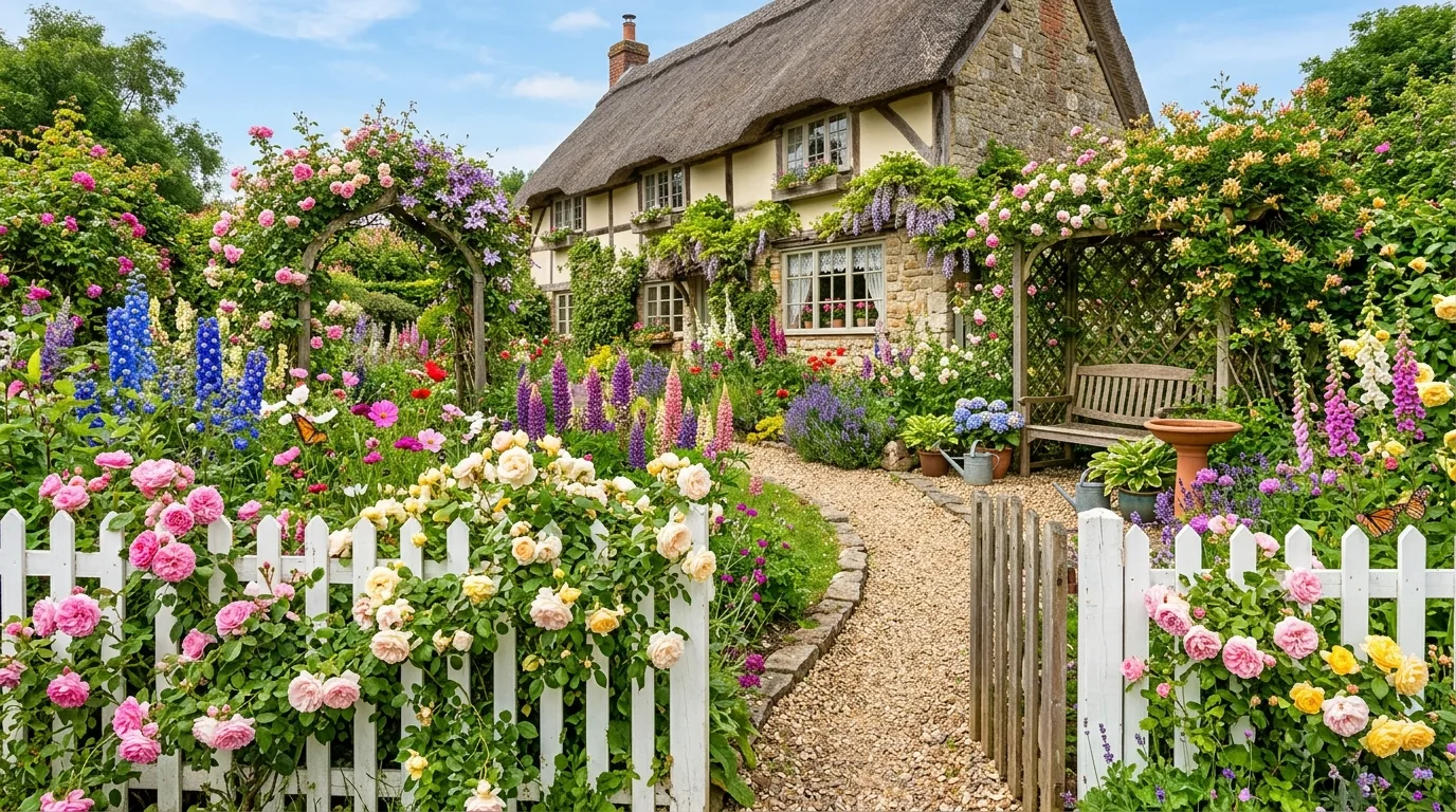 Cottage Garden With Winding Path